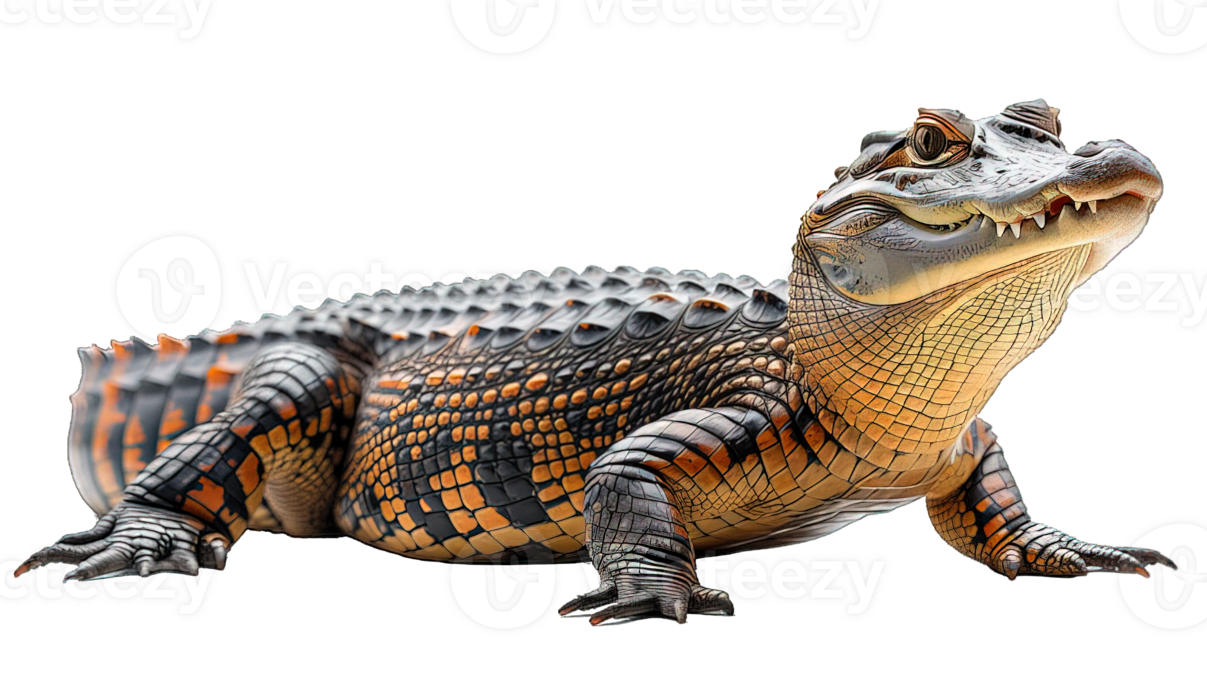 AI generated side view crocodile isolated on transparent background ,generative ai png