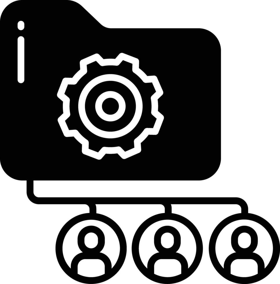 Shared Folder glyph and line vector illustration