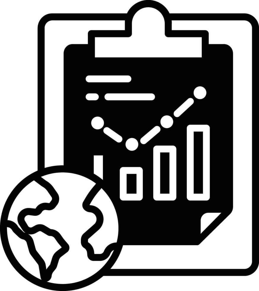 tierra reporte glifo y línea vector ilustración