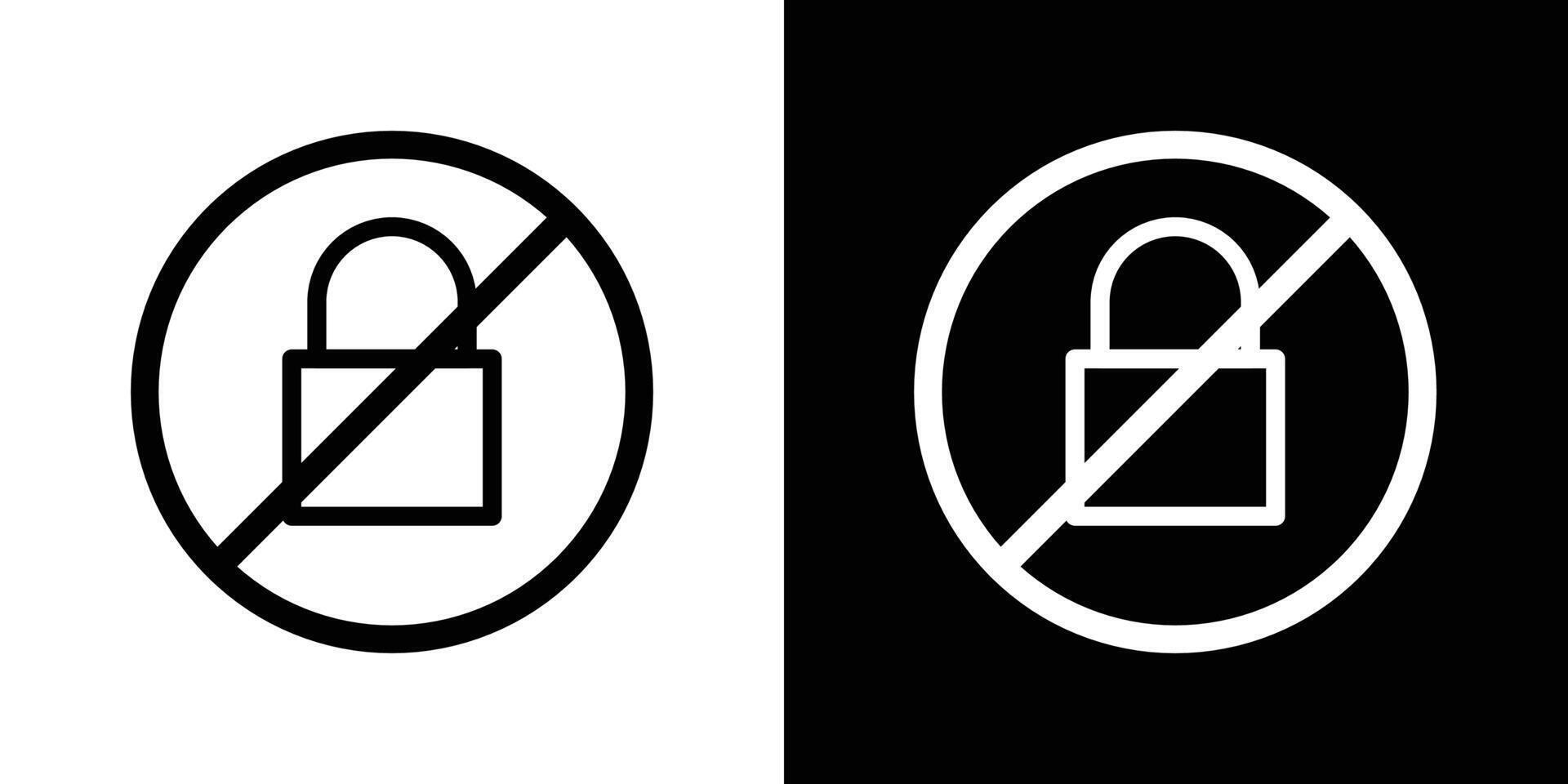 No lock sign vector