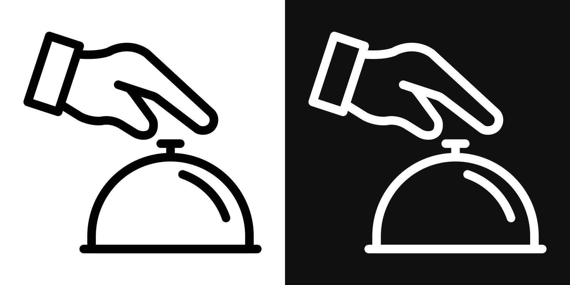 Hand touching service bell icon vector