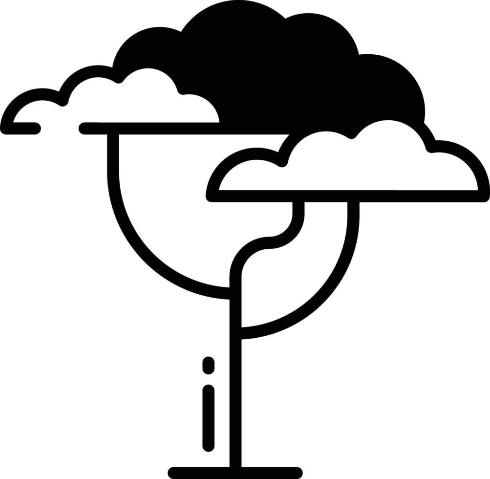 Acacia Tree glyph and line vector illustration