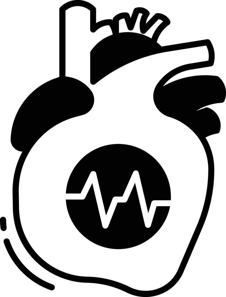 heart disease glyph and line vector illustration