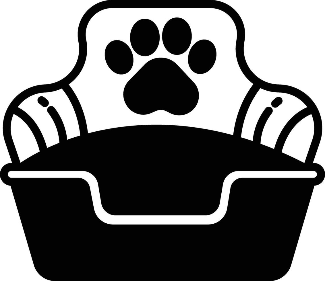 Dog bed glyph and line vector illustration