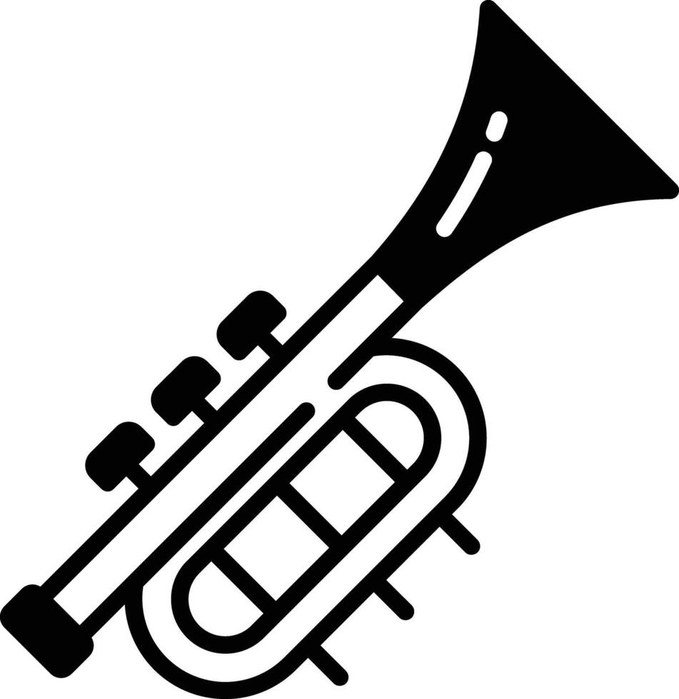 Trumpet glyph and line vector illustration