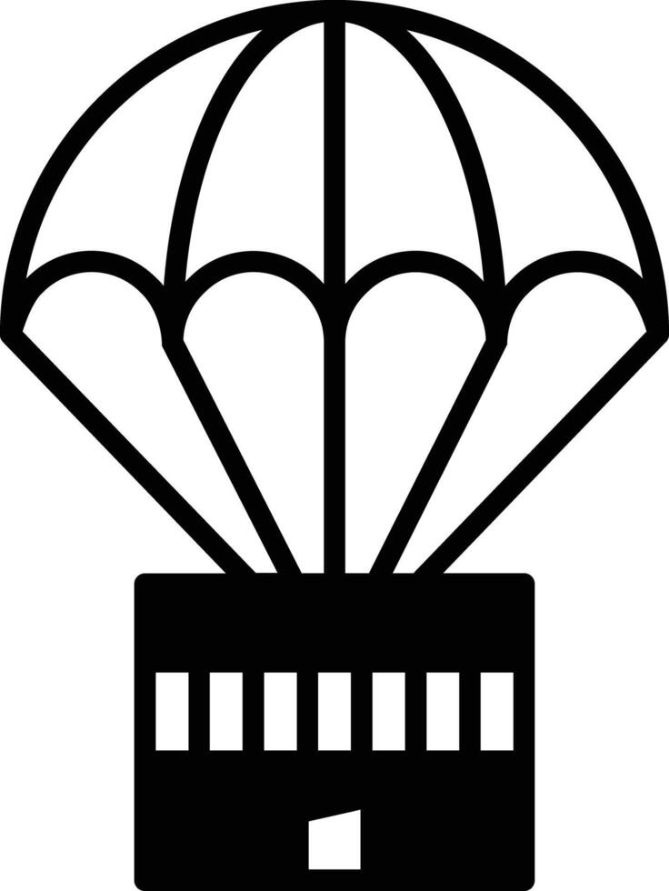 Parachute glyph and line vector illustration