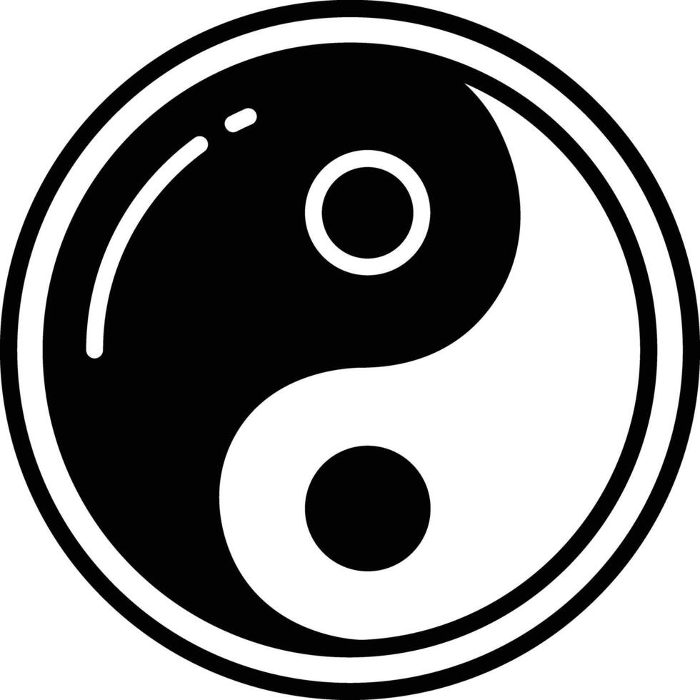 Ying Yang glyph and line vector illustration