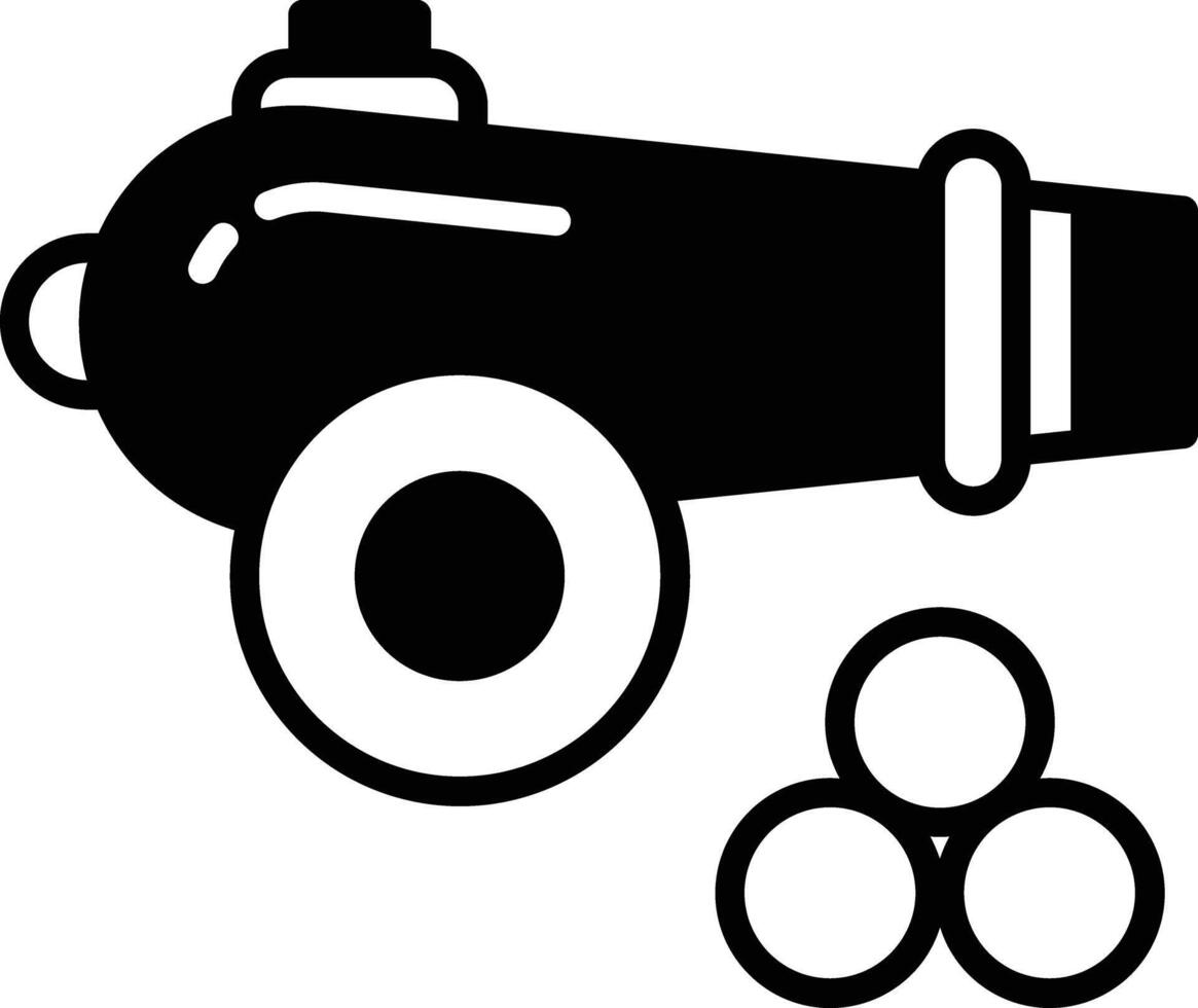 Cannon glyph and line vector illustration