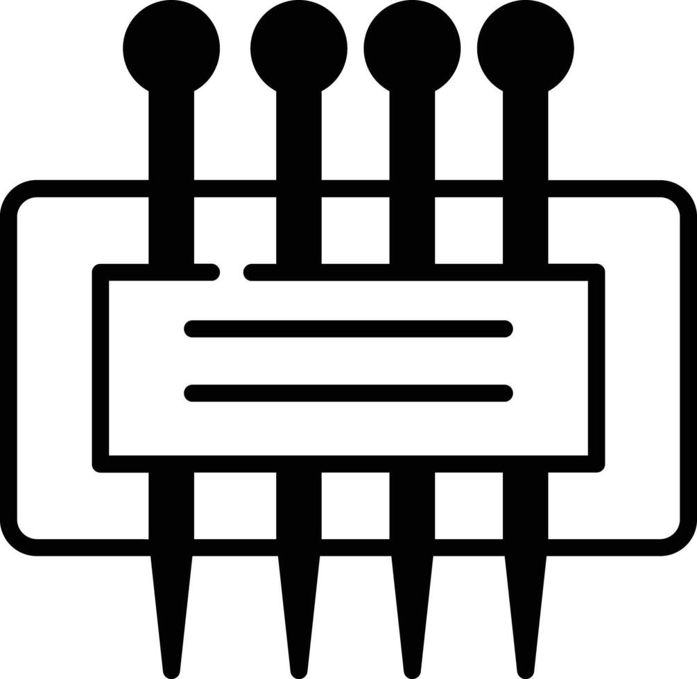 Machine needles glyph and line vector illustration