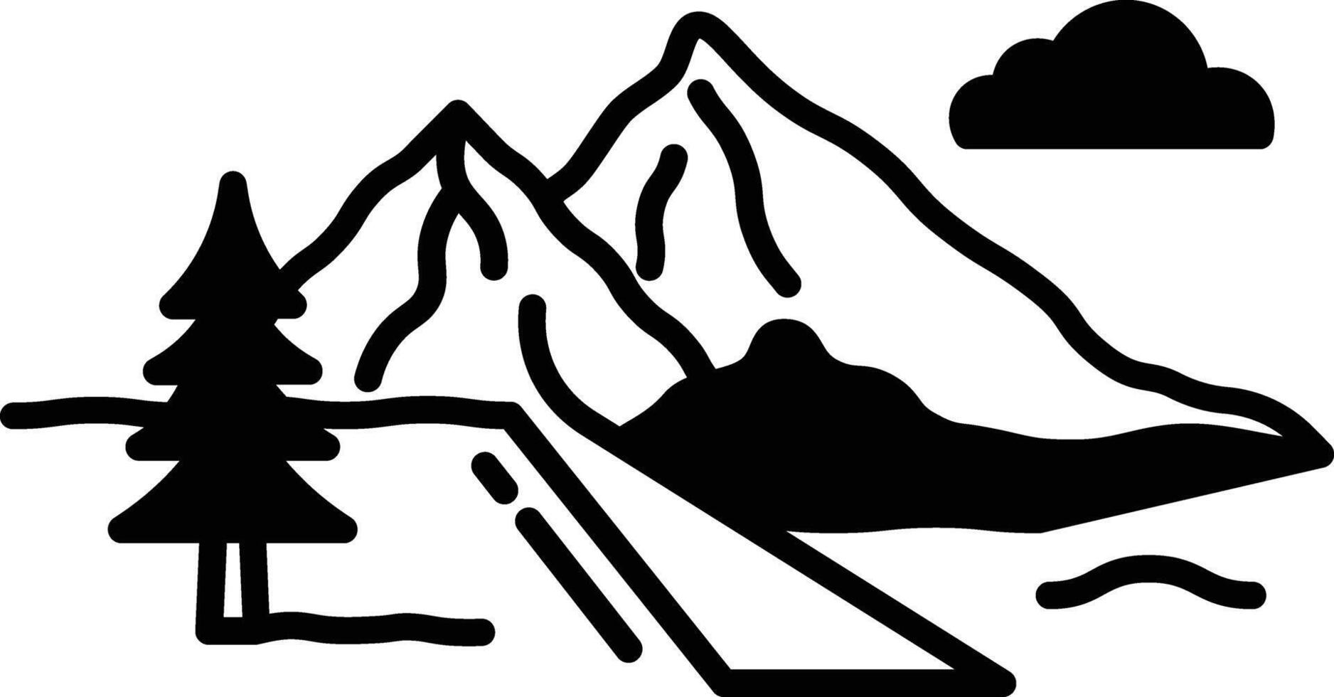 hill landscape glyph and line vector illustration