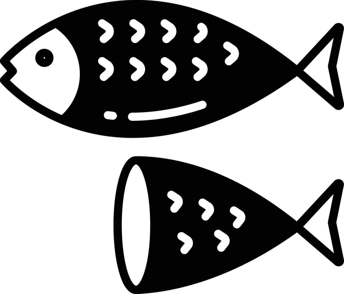 Fish glyph and line vector illustration