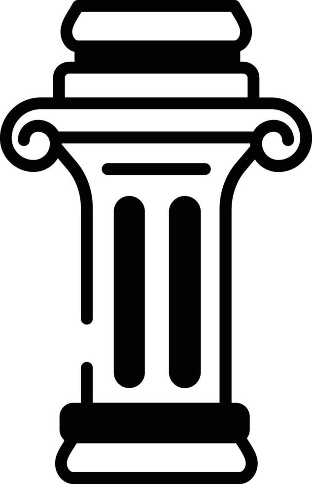 Corinthian pillar glyph and line vector illustration