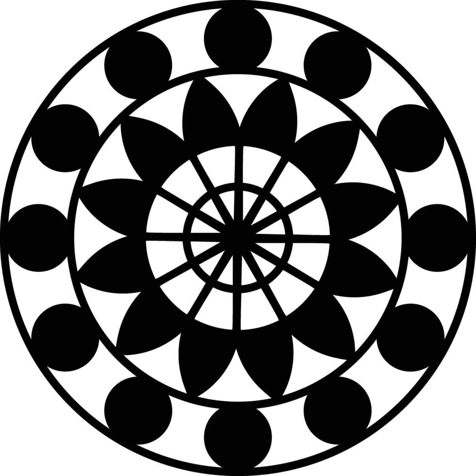Mandala glyph and line vector illustration