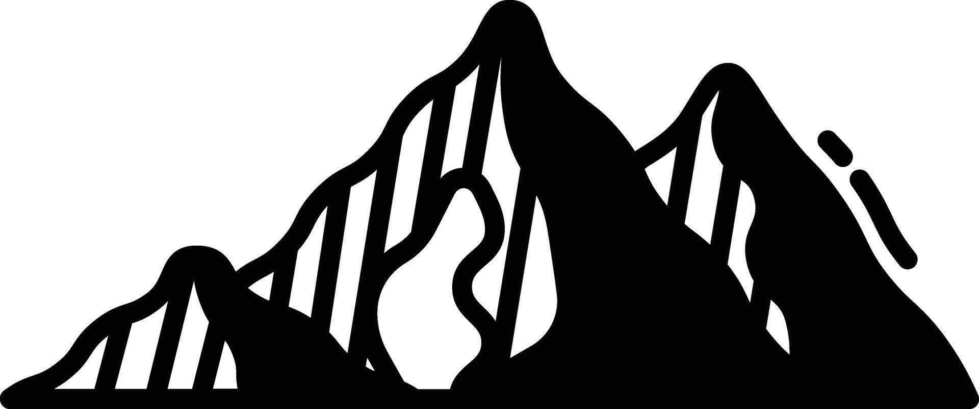 snow mountain glyph and line vector illustration