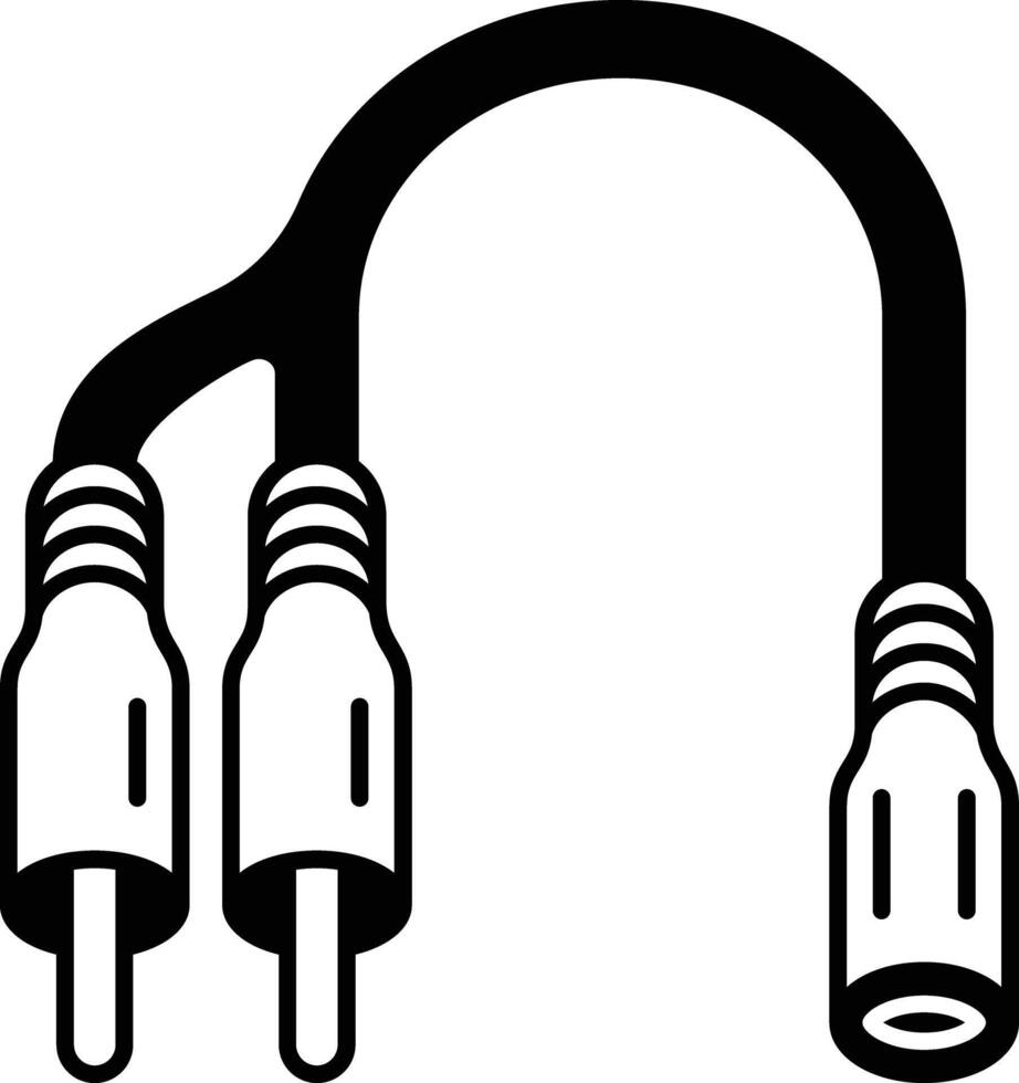 audio cable glifo y línea vector ilustración