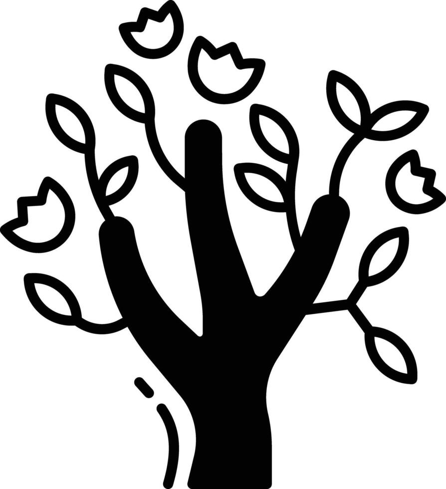 magnolia tree glyph and line vector illustration