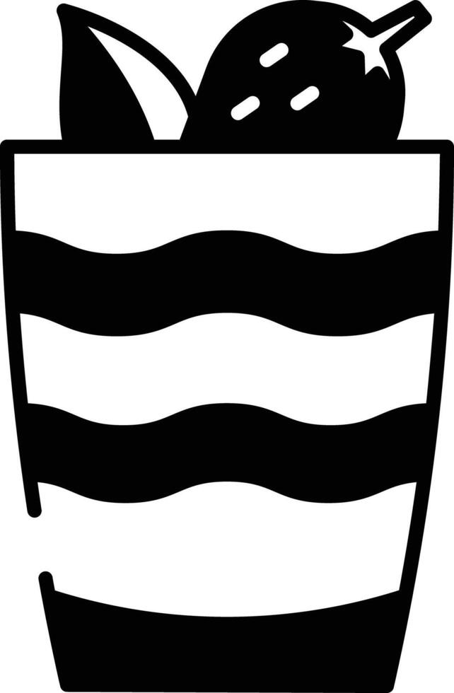 Tiramisu trifle glyph and line vector illustration