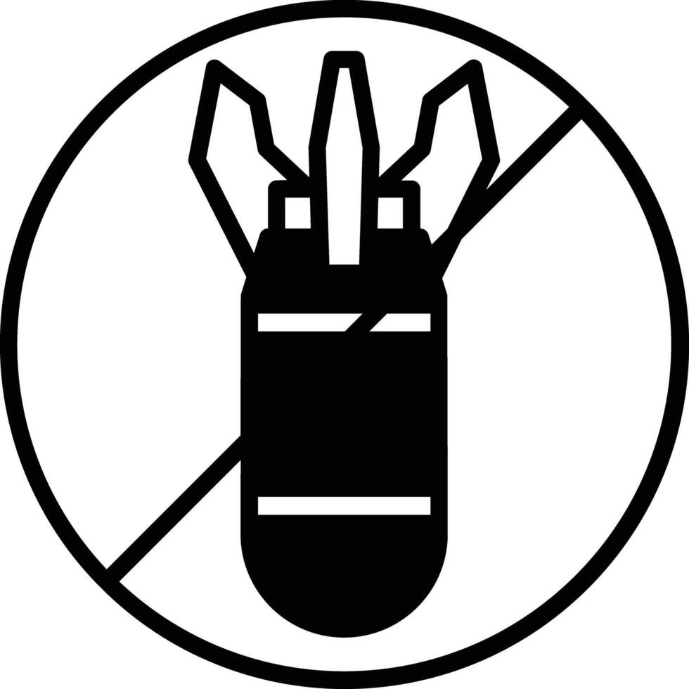 prohibición bomba glifo y línea vector ilustración