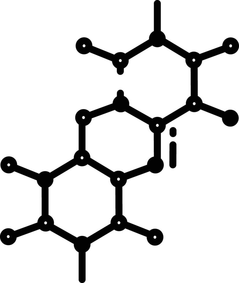 molécula glifo y línea vector ilustración
