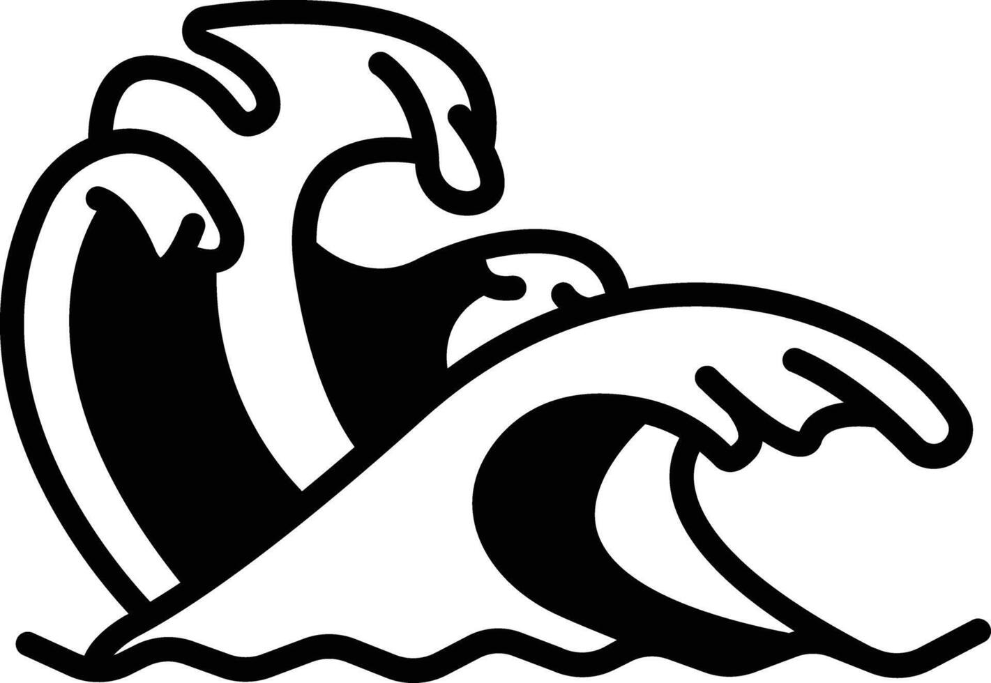 Waves glyph and line vector illustration