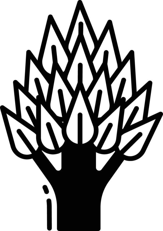 árbol glifo y línea vector ilustración