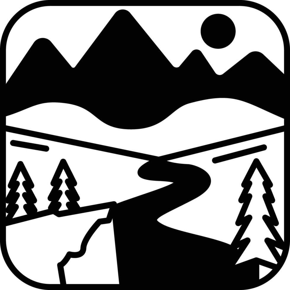 landscape glyph and line vector illustration