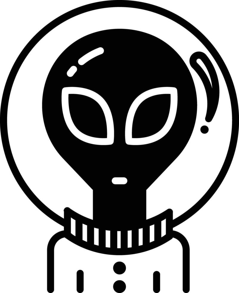 Alien glyph and line vector illustration