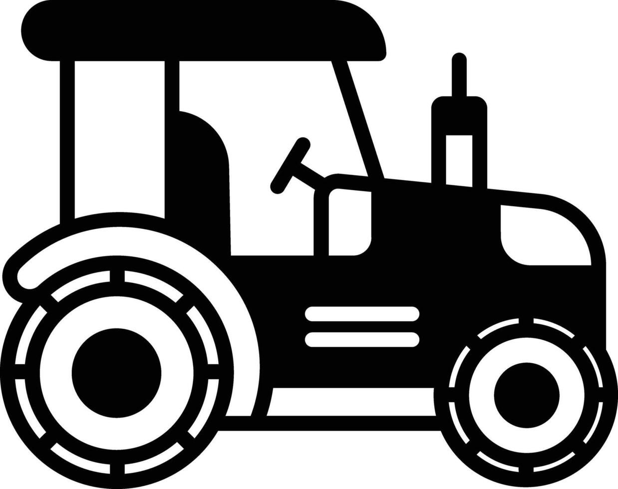 tractor glifo y línea vector ilustración