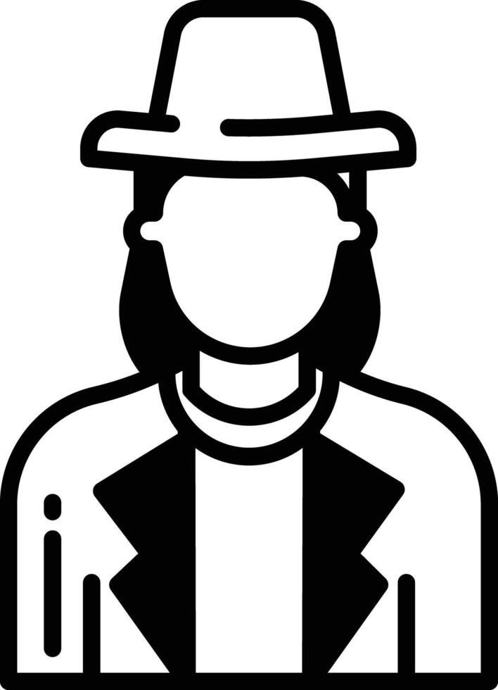 Woman Sheriff glyph and line vector illustration