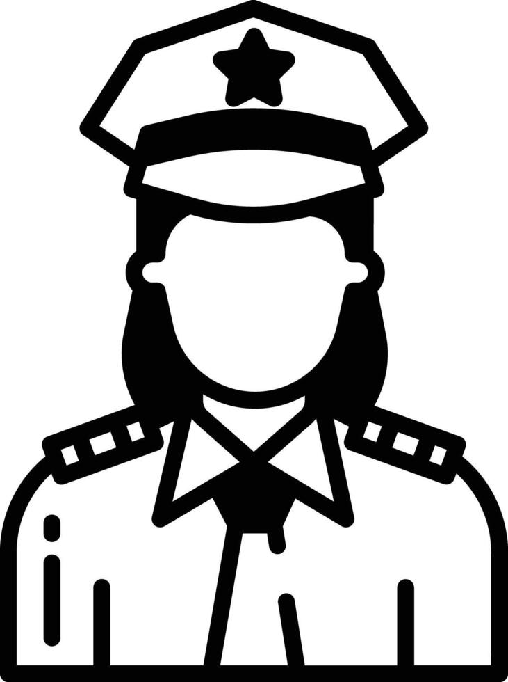 Woman Police glyph and line vector illustration