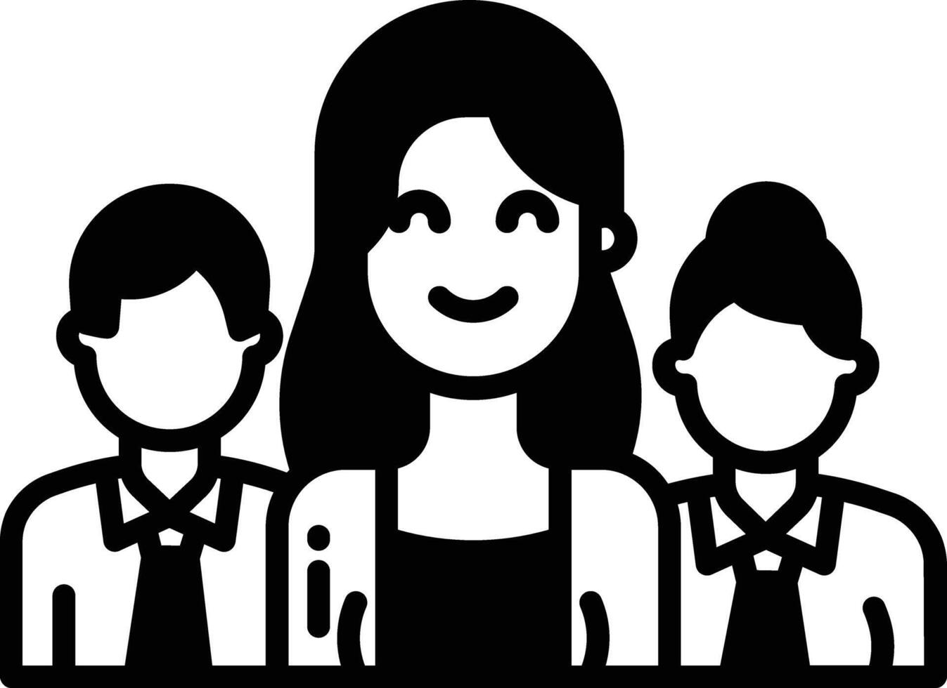 Team Woman glyph and line vector illustration