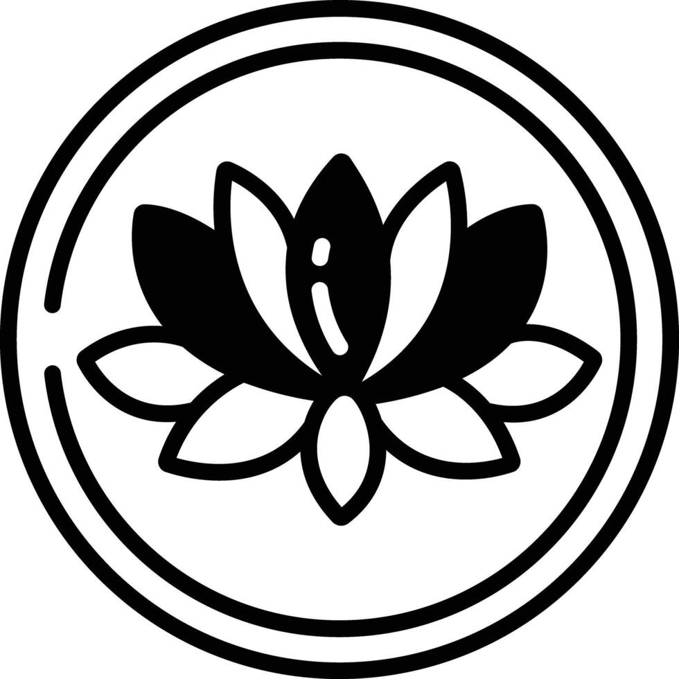 Lotus glyph and line vector illustration