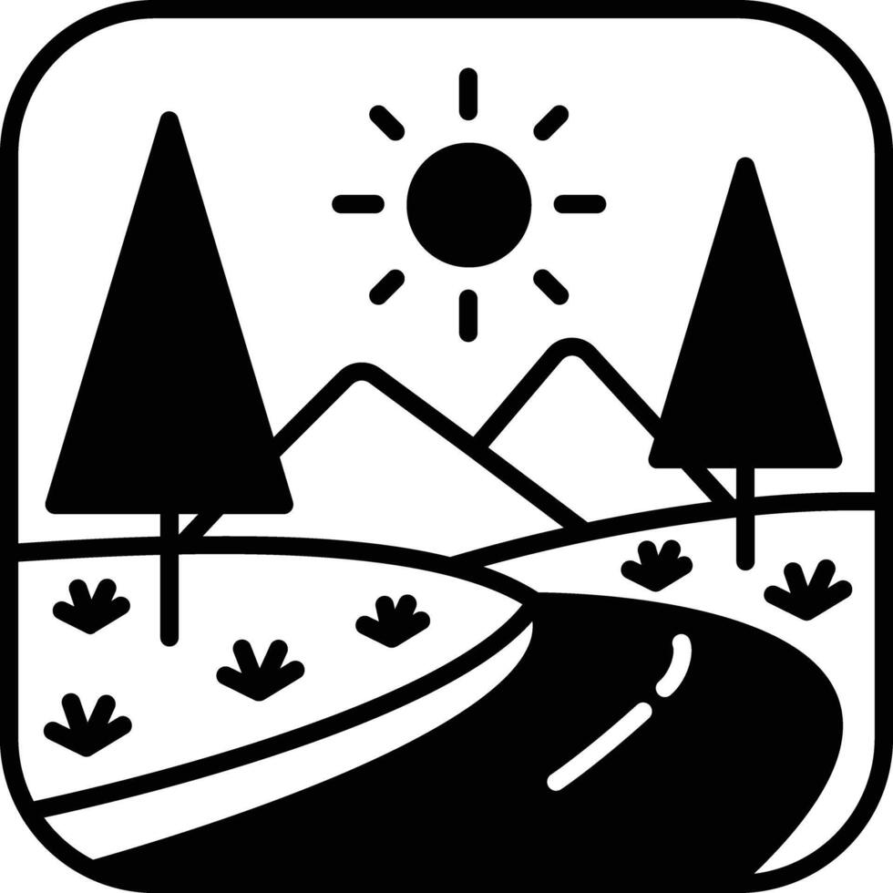 landscape glyph and line vector illustration
