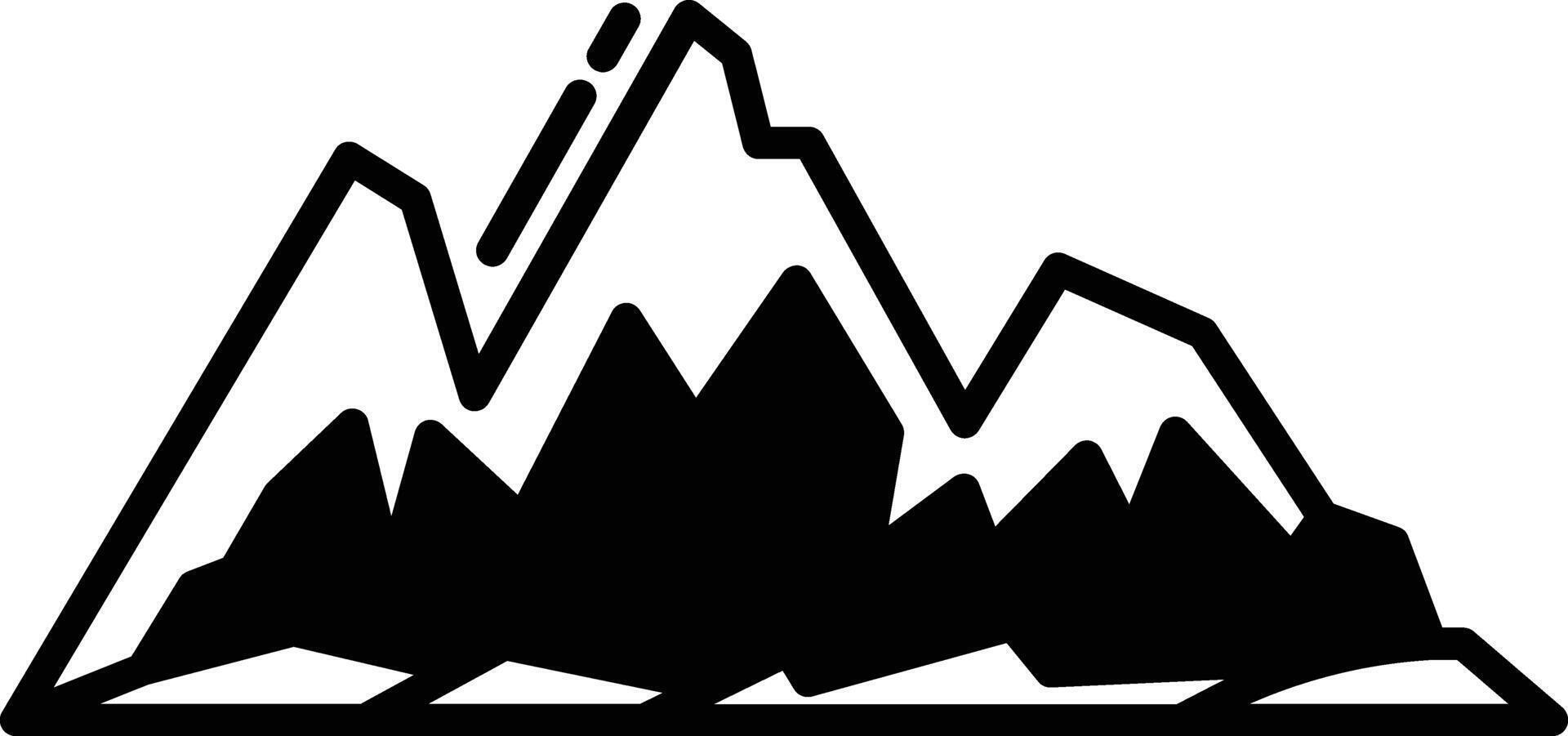 Snowy mountain landscape glyph and line vector illustration