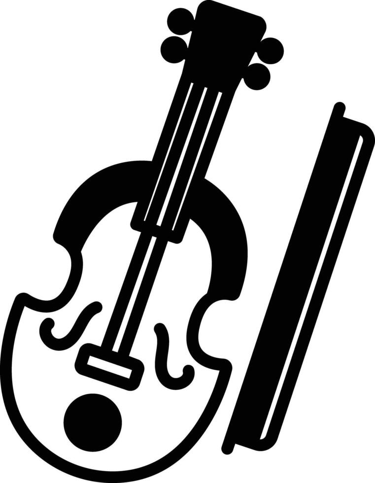 Fiddle glyph and line vector illustration