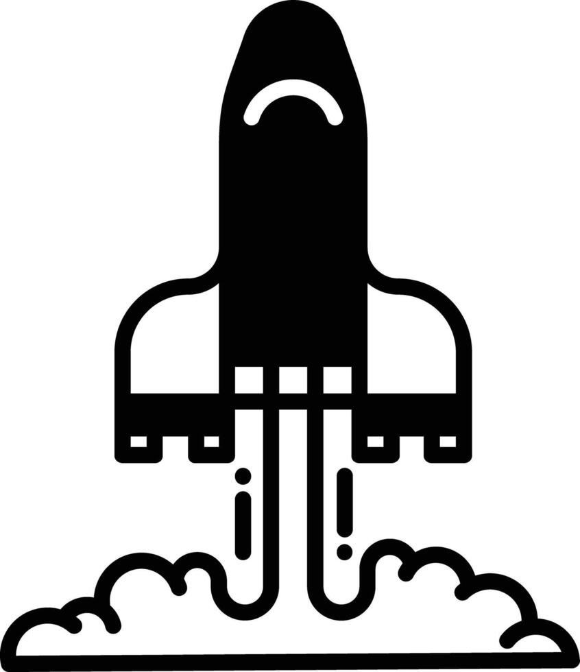 Rocket glyph and line vector illustration