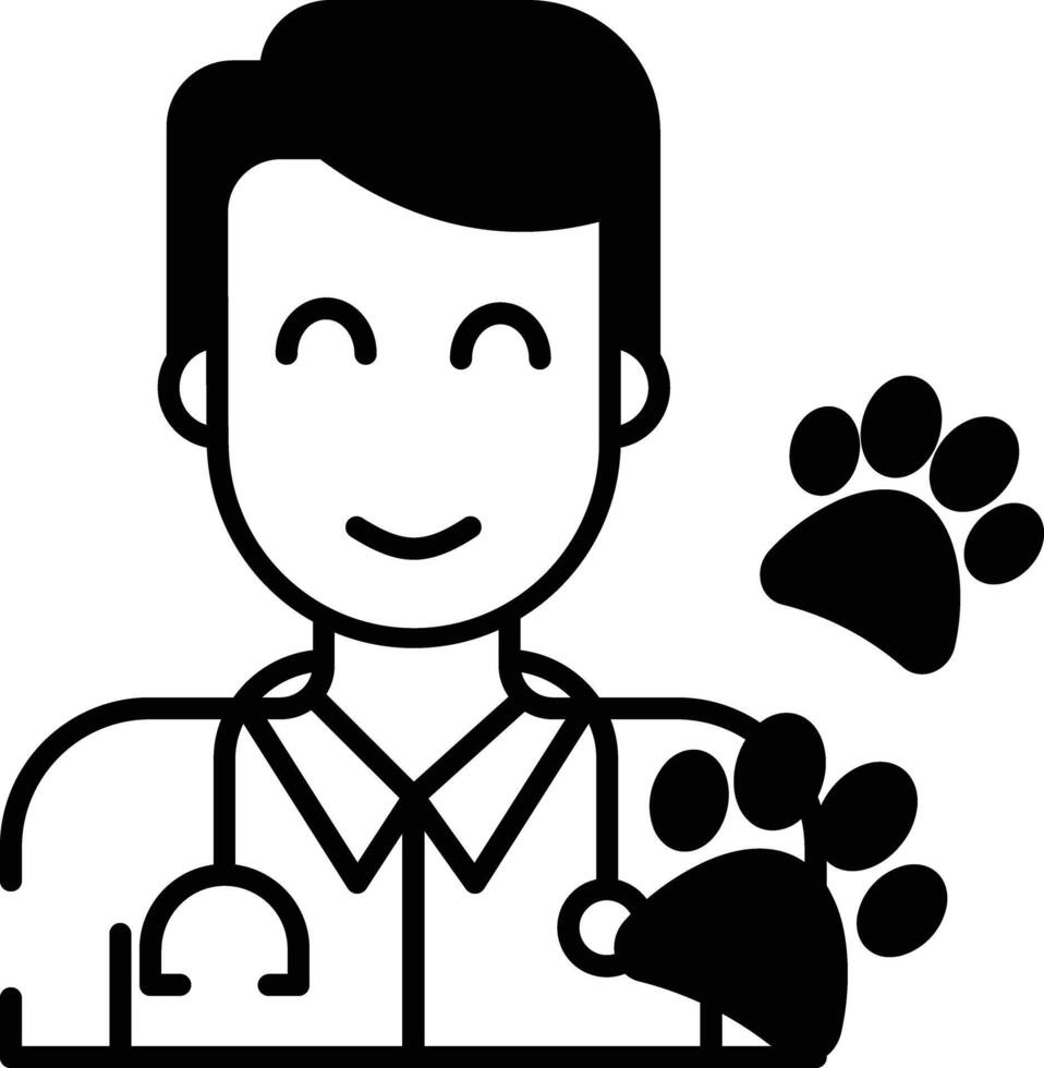 Veterinarians glyph and line vector illustration