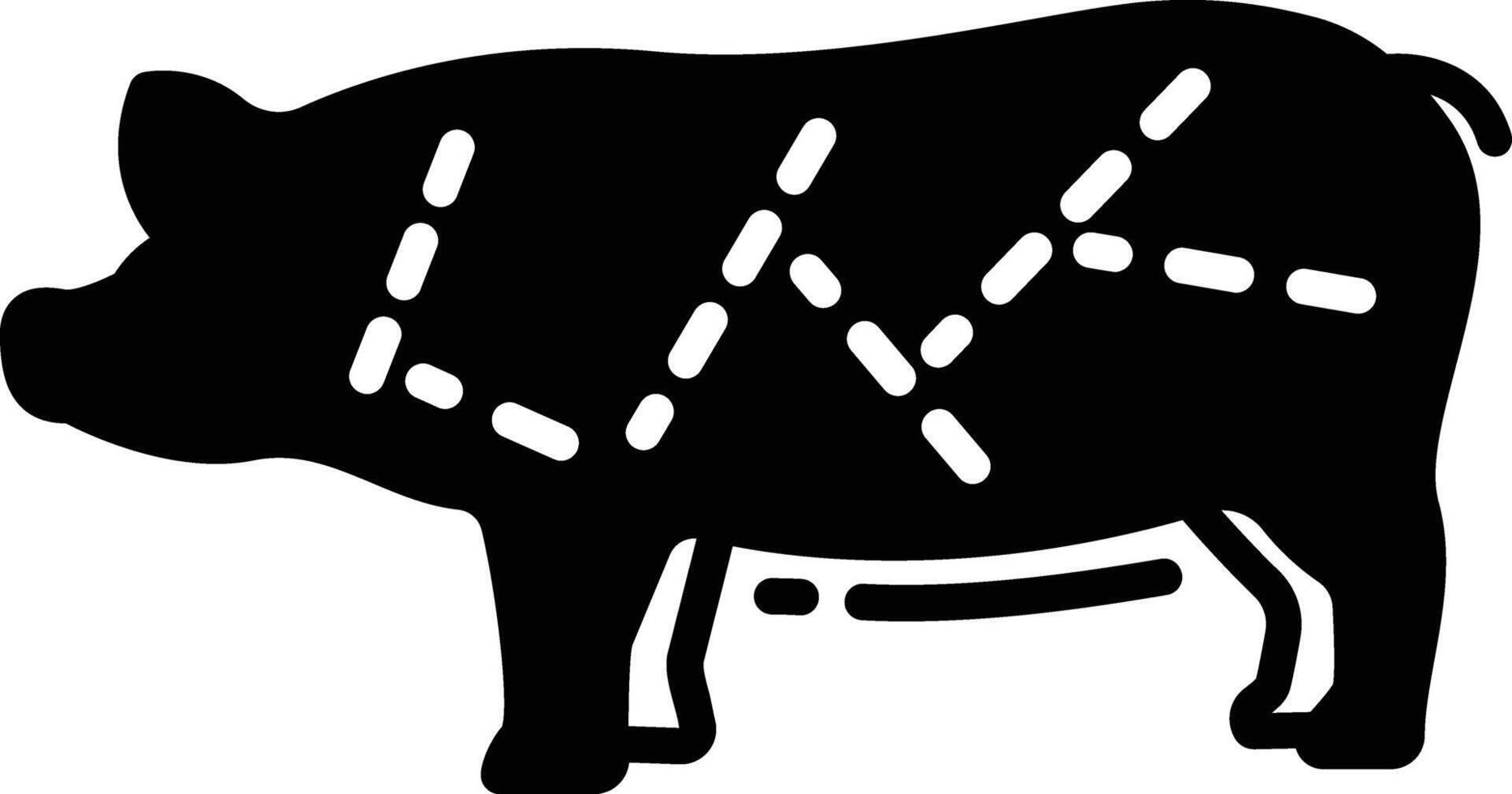 Cerdo comida glifo y línea vector ilustración