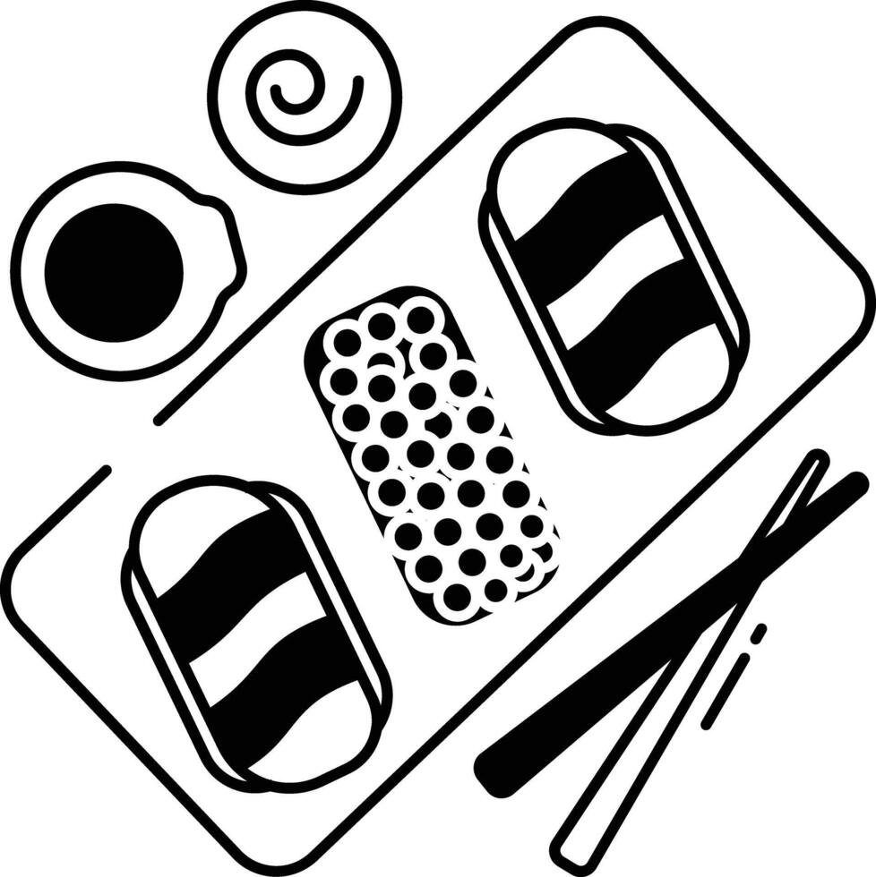 Gunkan maki sushi glyph and line vector illustration