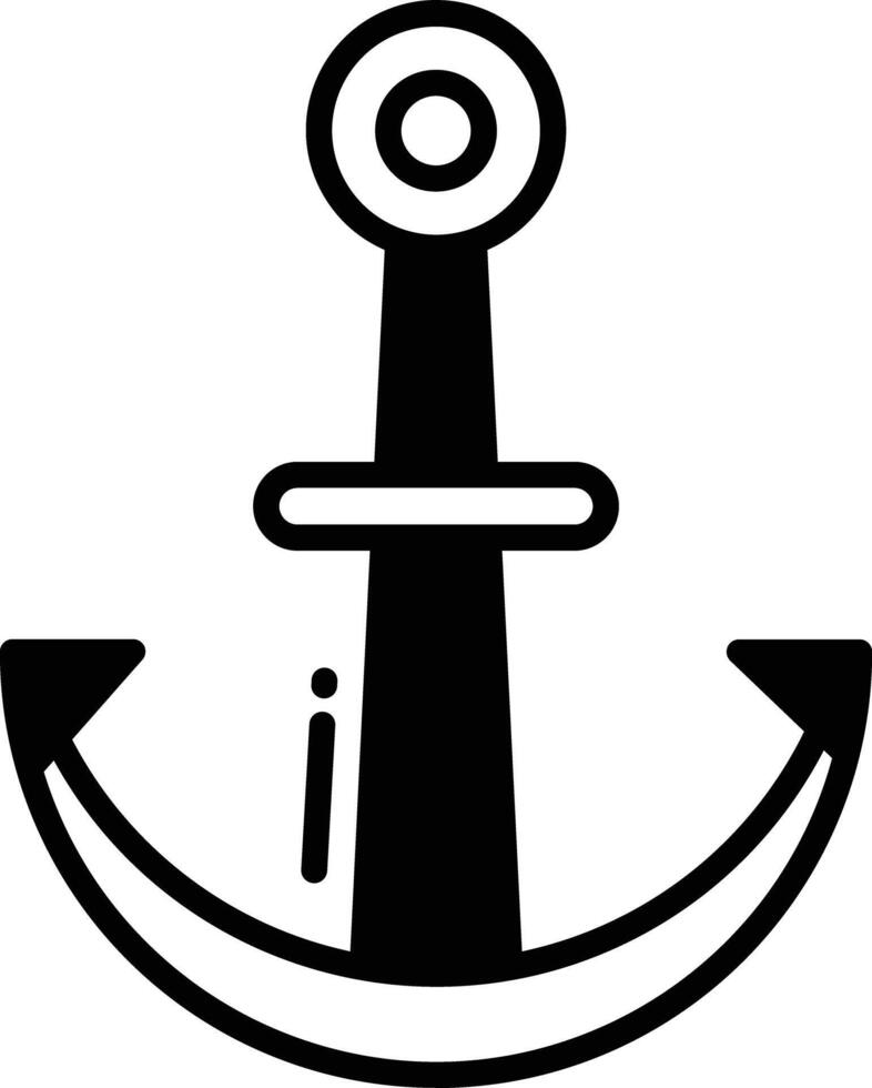 Anchor glyph and line vector illustration