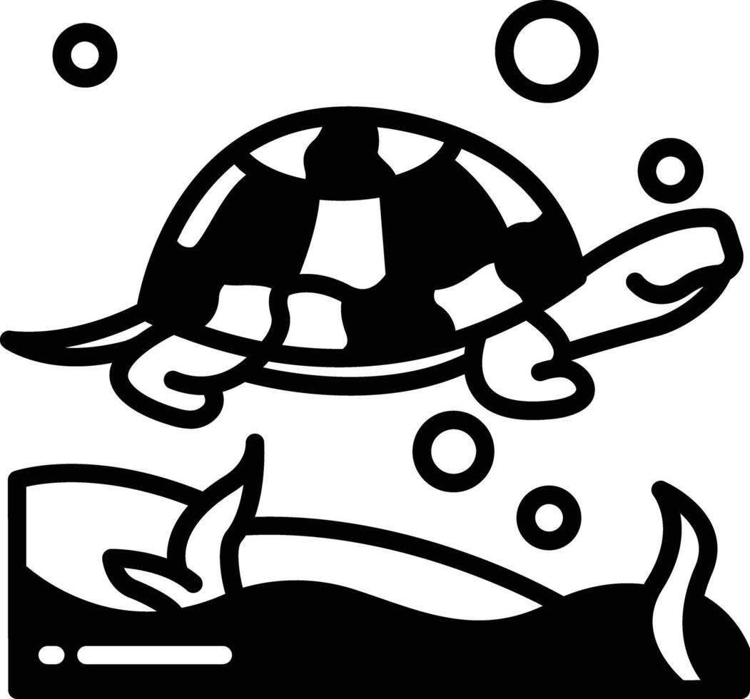 Turtle glyph and line vector illustration