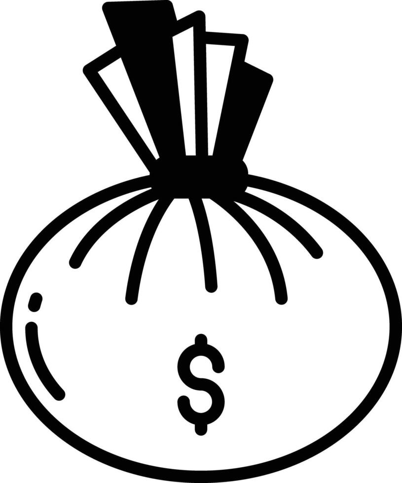 bag of money glyph and line vector illustration
