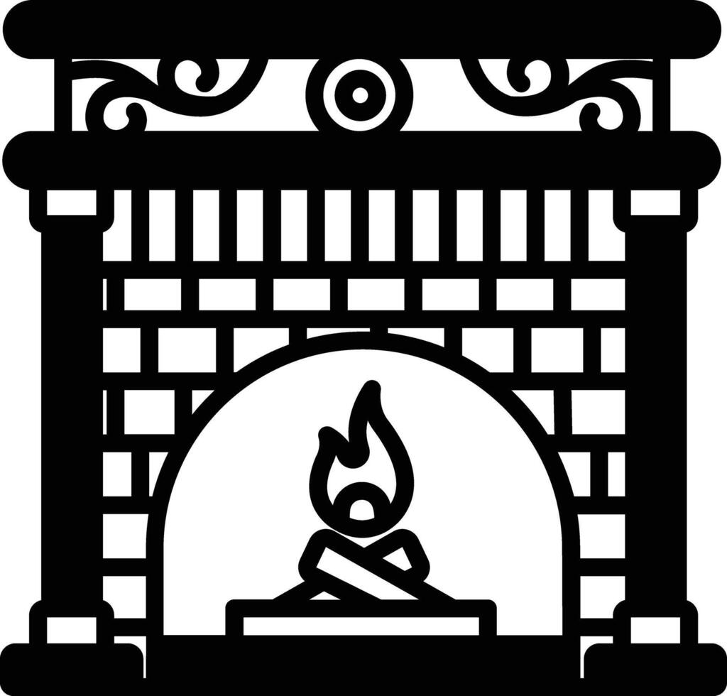 fire place glyph and line vector illustration