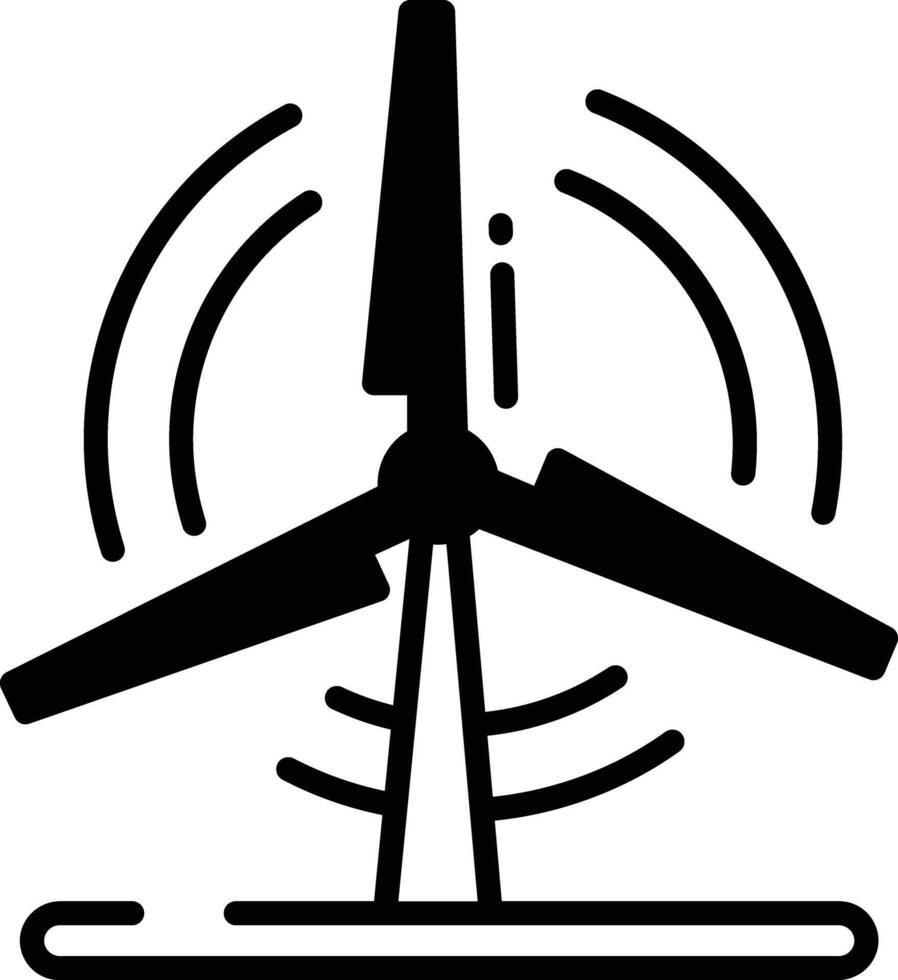 wind turbine glyph and line vector illustration