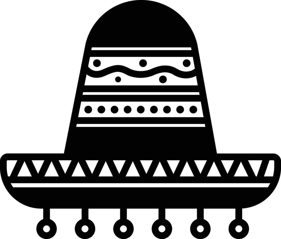 Mexican Hat glyph and line vector illustration