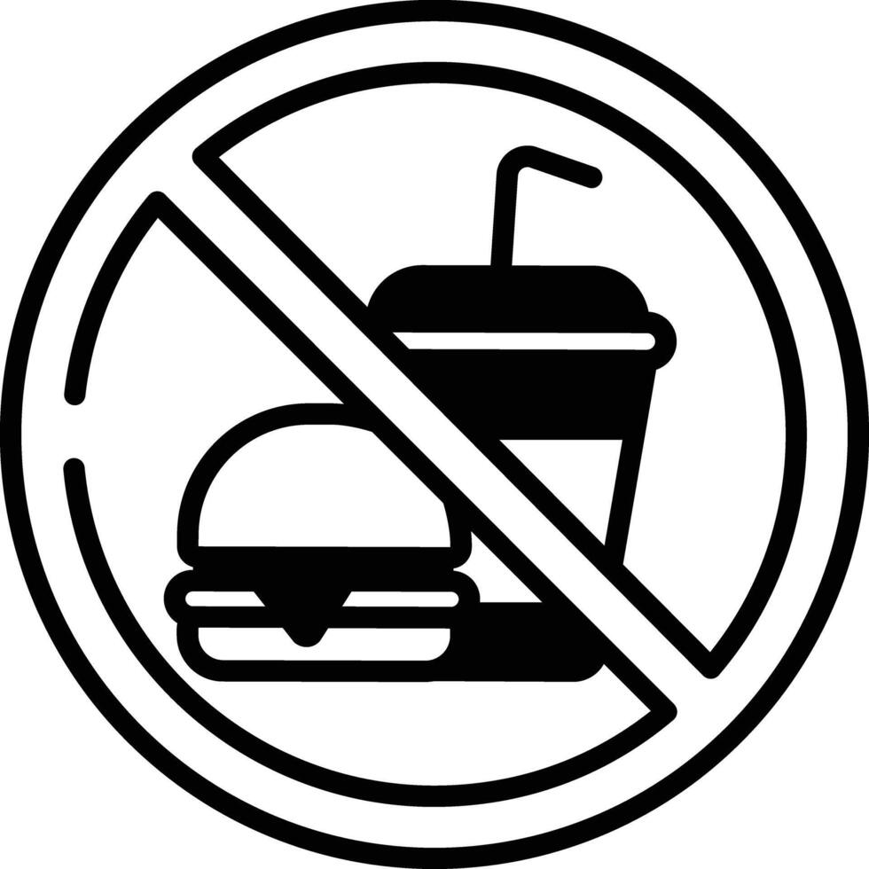 comida prohibido glifo y línea vector ilustración