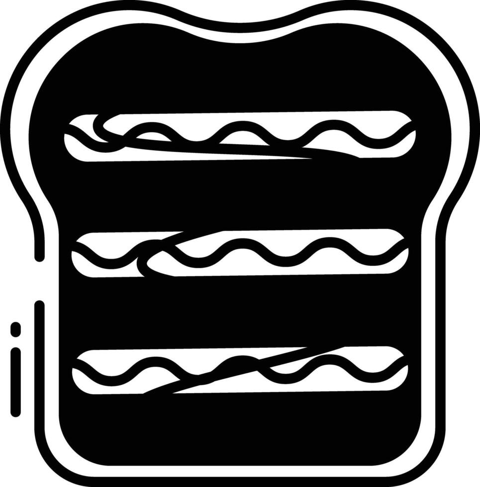 sausage toast glyph and line vector illustration