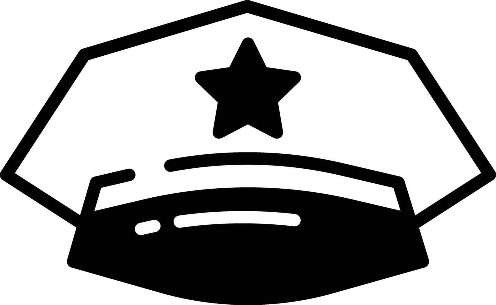 policía sombrero glifo y línea vector ilustración