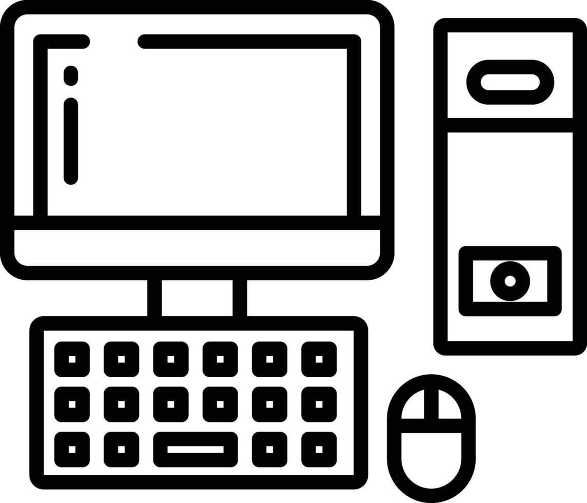 Computer outline vector illustrations