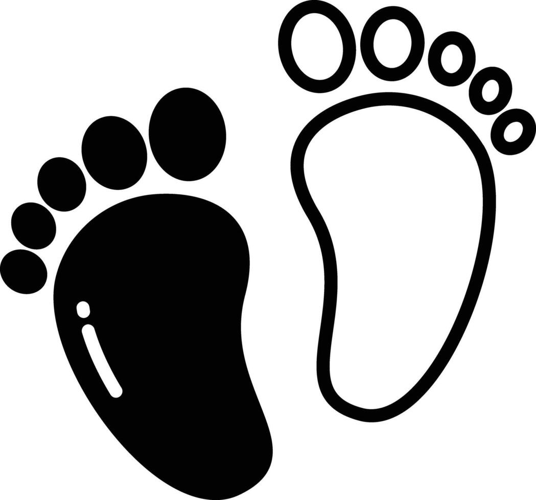 Baby feet glyph and line vector illustration